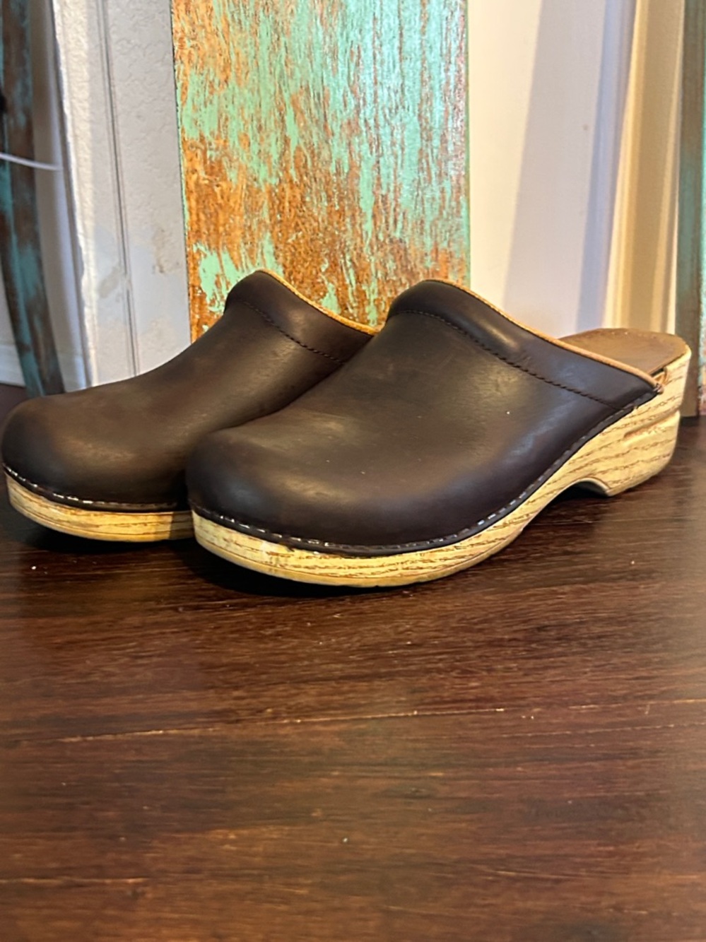 Dansko Sonja Brown Oiled Leather Open Clogs - Picture 3 of 8